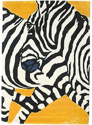  Zebra Yellow Hand-Tufted 100% Wool Soft Area Rug Carpet. • $451.14