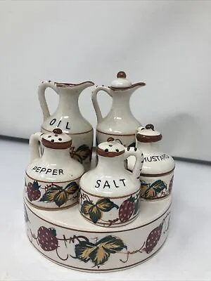 Vintage 1950's Fred Roberts Co. Strawberry Cruet Condiment Set Made In Japan  • $26.27