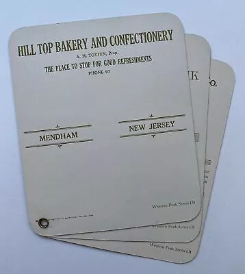 MENDHAM NJ - Hill Top Bakery  & Confectionery PAPER FAN Samples Group Ca1922 • $5.95