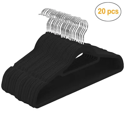 Non Slip Flocked Coat Suit Hangers Velvet Hangers Space Saving Hangers 20 Pack • $16.39