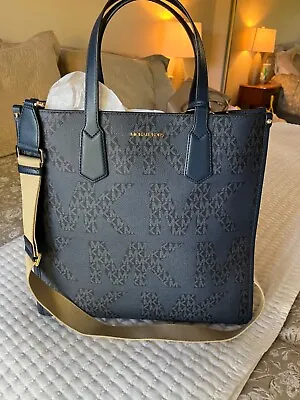 Michael Kors Blue Admiral Multi Large NS Tote With Shoulder Strap Mk Logo $398 • $89.99