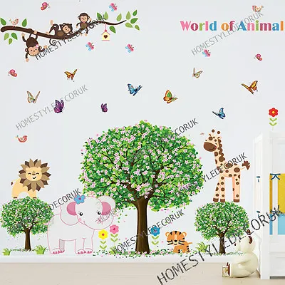 £10.98 • Buy Jungle Safari Animal Monkey Tree Wall Sticker Art Decal Children Kids Room Decor