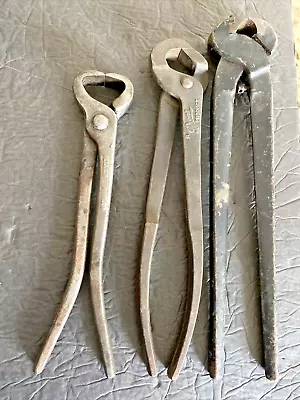 BLACKSMITH FARRIER NIPPERS CUTTER PLIERS HELLER PYRENE Lot Of 3 Free Shipping • $24.99