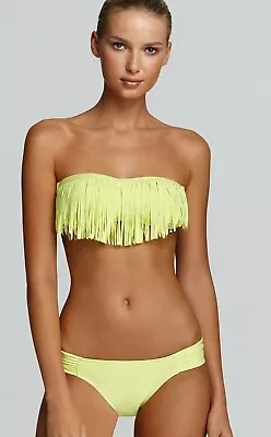 L Space Citrus Fringe Dolly Bandeau Top M & Bottom L Swimsuit Bikini Set • $86.25