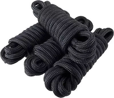 4Pack 3/4 Inch 30 FT Double Braid Nylon Boat Dock Anchor Line Mooring Rope Black • $89.99