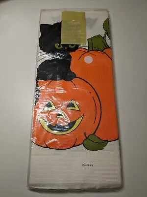 NEW Hallmark Vintage Paper Tablecloth Halloween Cats Pumpkins Bats 60x102 • $14