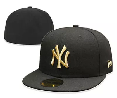 Black-Gold ERA New York Yankees Baseball Cap 59FIFTY 5950 NY Fitted Cap • $15.87