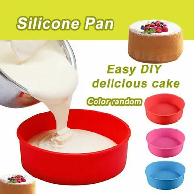 4/6/8 Inch Silicone Round Cake Pan Tins Non-stick Baking Mould Bakeware Tray  • £5.59