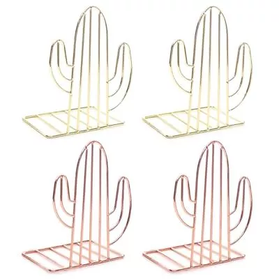 2PCS/Pair For Creative Cactus Shaped Metal Bookends Support Stand Desk Orga • £10.52