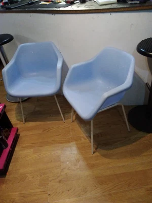 £55 • Buy Robin Day Hille Chairs X2 Light Blue Egg Shell Blue Original C1960s . Vgc