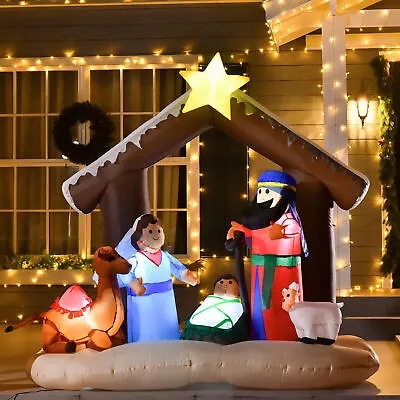 $85.70 • Buy 6ft Light Up Nativity Scene Christmas Inflatable Outdoor Yard Decor W/ LED Light