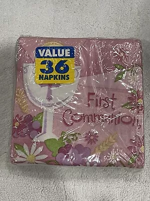 My First Communion Pink 36 Count 2ply Paper Beverage Napkins • £3.62