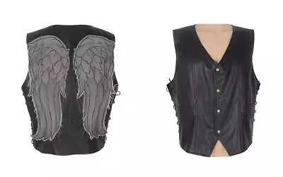 Cosplay.fm Men's Daryl Dixon Faux Leather Angel Wings Vest Halloween Black  • $59.38