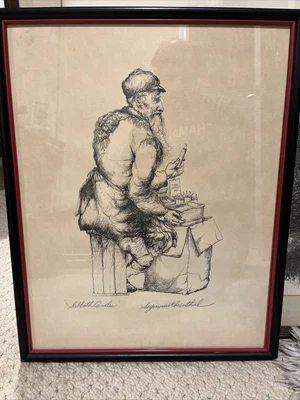 $99.99 • Buy Vintage Signed Seymour Rosenthal Print “Sabbath Candles” In Gold Bamboo Frame