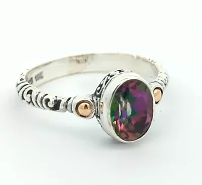 Video 18K Gold 925 Sterling Silver Natural Mystic Topaz Samuel B Behnam BJC Ring • $59