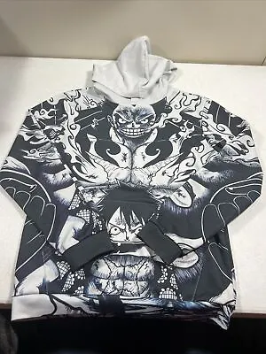 One Piece “Luffy” Graphic Print Hoodie Size Small Missing Drawstring On Hood • $13.98
