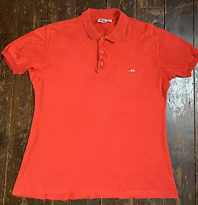 Vtg 70s Red Orange 3 Button Fila Top Sport Football Casual T-shirt 42” 44” Chest • £29.99