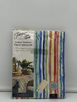 Fiesta  Indoor Outdoor Fabric Tablecloth 70 In Round Water Repellent Wipes Clean • $20