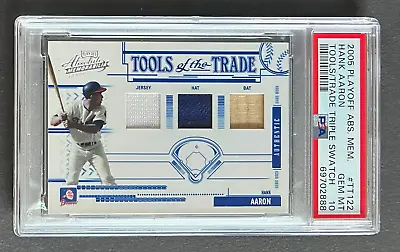 2005 Playoff Absolute Hank Aaron Tools Trade Game Worn 3 Patch /175 PSA 10 POP 1 • $499.99