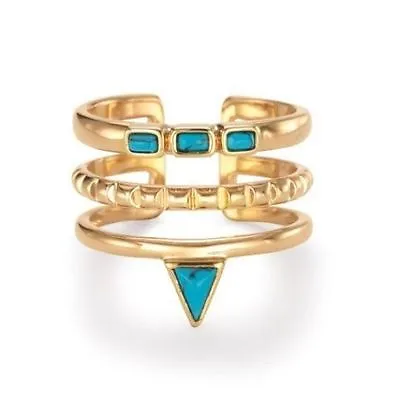 $25 • Buy Stella & Dot TURQUOISE STACKED RING Brand New In Original Box
