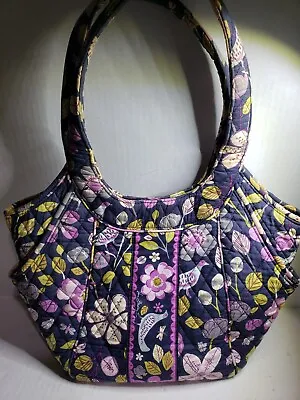 Vera Bradley Floral Nightingale Bird Print  Purse Handbag Shoulder Bag Navy Pink • $17.50