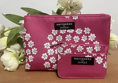 MARIMEKKO For CLINIQUE Pink Blossoms Makeup Cosmetic Bag + Mini Coin Pouch . New • $14.95