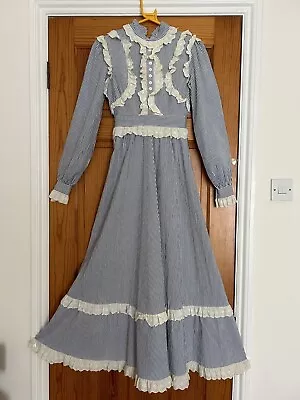 Vintage Gina Fratini Stripe Maxi Dress Prairie Victoriana Size 34”Bust 1960/70 • £199