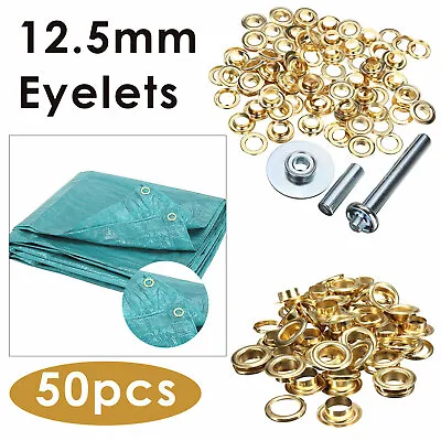 50x Grommets Clothing Tent Tarp Repair Metal Eyelets Set Installation Tool Kit • £10.39