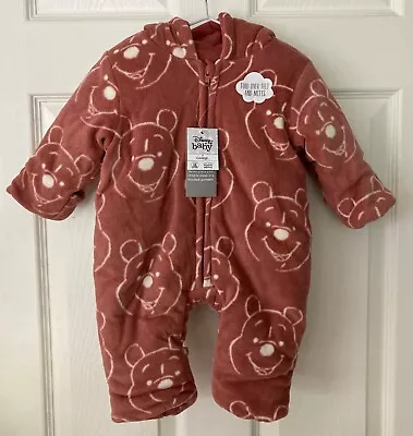 NEW GEORGE Disney Winnie The Pooh Character Print Pramsuit Size 0-3 Months • £12