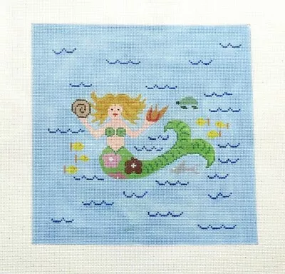 Patti Mann Mermaid In The Sea Handpainted Needlepoint Canvas • $88