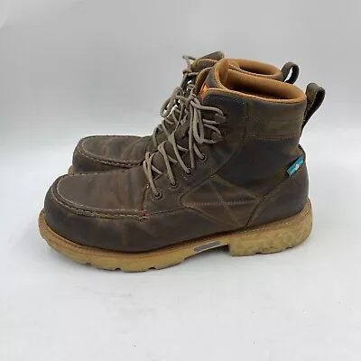 Twisted X Mens 13W Brown Shitake Leather 6  Lace Up Nano Moc Toe Ankle Boots • $29.99