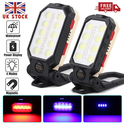 LED COB Magnetic Work Light Rechargeable Inspection Torch Lamp Flexible Cordless • £8.18