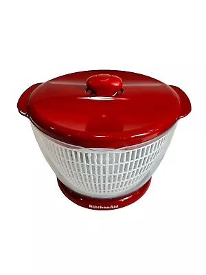 KITCHENAID Salad Spinner Fruit Mixer Red Serving Storage Bowl 3 Dividers Lid • $12.99