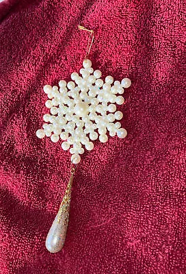 Vtg Christmas Ornament Pearly White  Color Snowflake • $3.96