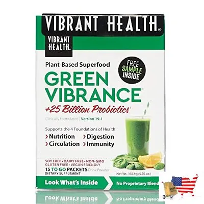 $73.97 • Buy Vibrant Health Green Vibrance Packets Travel Friendly Vegan Superfood Powder