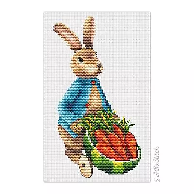 Rabbit With Carrots Cross Stitch Kit Pattern Chart Peter Bunny Nursery Embroide • £8.60