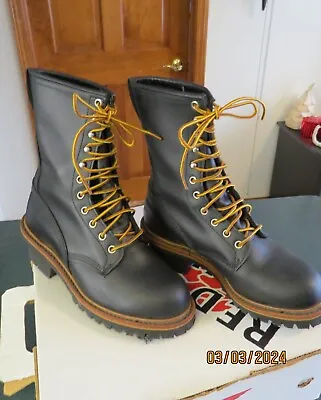 RARE RED WING Men's 6E  Vintage 699 BLACK LEATHER LOGGER BOOTS NFPA FIRE Cert • $475