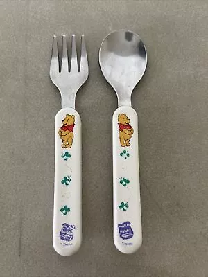 Vintage Winnie The Pooh Spoon & Fork Set The First Years Preschool • $10.99