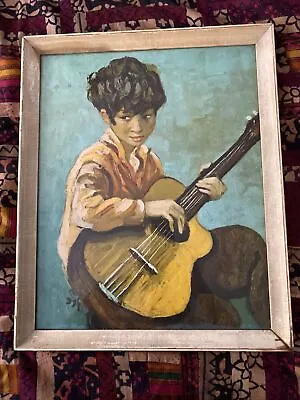 Vintage 1960’s ‘Marcel DYF’ Framed Print Gypsy Boy Guitar Tretchikoff Lynch 50” • $37.34