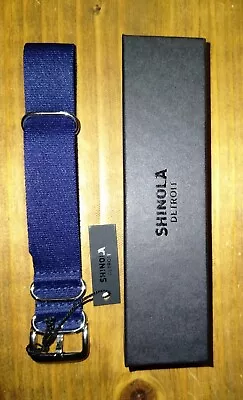 24mm SHINOLA Dark Navy Blue Nylon G10 NATO Strap Band Stainless Hardware New !  • $55.99