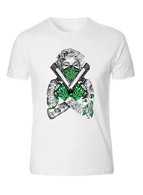 Marilyn Monroe Tattoo Weed Guns S - 5XL T-Shirt Tee • $19.99