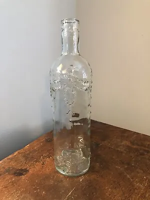 Vintage Style 12  Tall Clear Glass Bottle Raised Design No Cork • $6