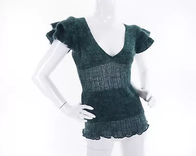 Vintage Miss Sixty Sweater Green Mohair Blend Knit Top Womens Small • $45