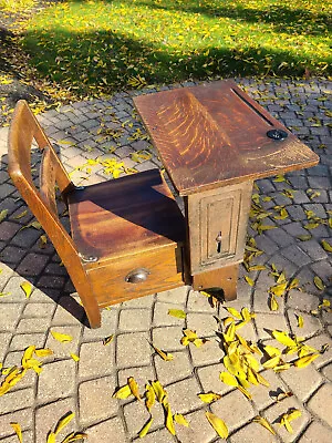 C1900 Moulthrop Movable Langslow Fowler School Desk W Bakelite # 60 Inkwell • $189