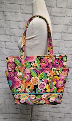 Vera Bradley Go Round Tote Bag Large Zip Pockets Floral Vavabloom Guc • $44.99