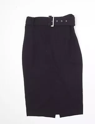 Marks And Spencer Womens Purple Polyester Straight & Pencil Skirt Size 8 Zip - B • £5