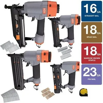 HDX 4-Piece Pneumatic Air Nailer 16GA Finishing 18GA Brad 18GA Stapler 23GA Tool • $199.99