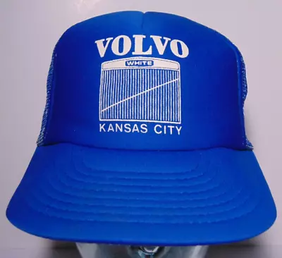 1980s Vintage Volvo White Semi Truck Kansas City Missouri Snapback Trucker Hat • $17.49