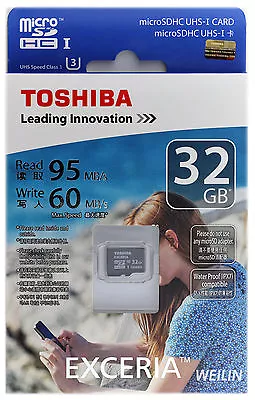 Toshiba EXCERIA 32 GB Micro SDHC 95MB/s U3 Class10 UHS SD HC TF Memory Card 32G • $32