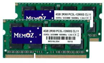 8GB (2x4GB) RAM DDR3L Laptop RAM 1600MHz Sodimm 12800S Notebook Memory 5 YrsWty • $26